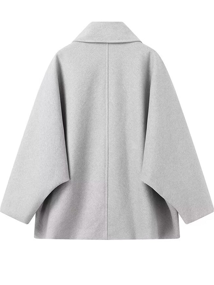 Winter Solid Color Single Breasted Raglan Sleeve Coat for Women