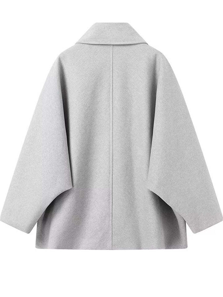 Winter Solid Color Single Breasted Raglan Sleeve Coat for Women