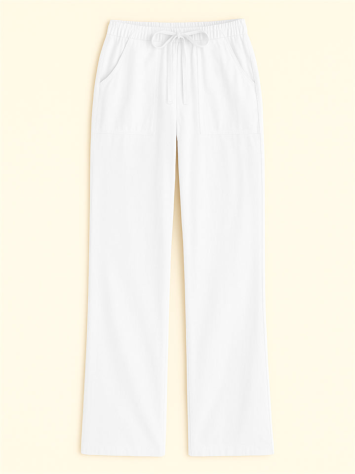 Women's Casual Solid Color Straight-Leg Drawstring Pants