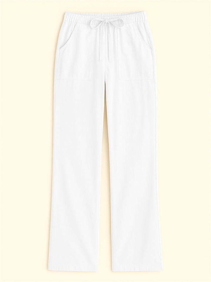 Women's Casual Solid Color Straight-Leg Drawstring Pants