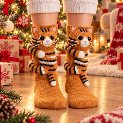 Tiger Christmas plush animal socks
