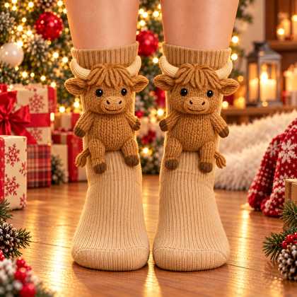 Bull Christmas plush animal socks