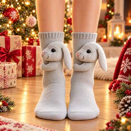 Rabbit Christmas plush animal socks