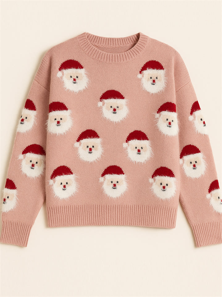 Women's Stylish Christmas Santa Claus Pattern Pullover Sweaters
