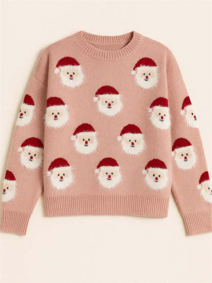 Women's Stylish Christmas Santa Claus Pattern Pullover Sweaters