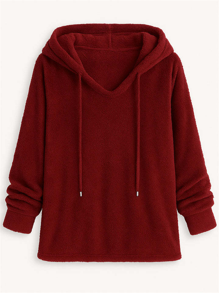 Women's Autumn Solid Color Fleece Pullover Long Sleeve Hoodie