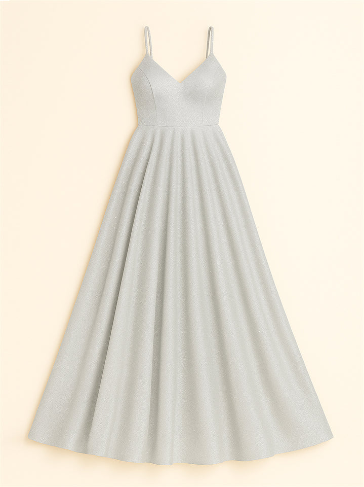 Women's High Waist Backless Shining Strappy Prom Dress