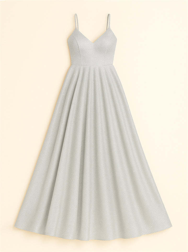 Women's High Waist Backless Shining Strappy Prom Dress