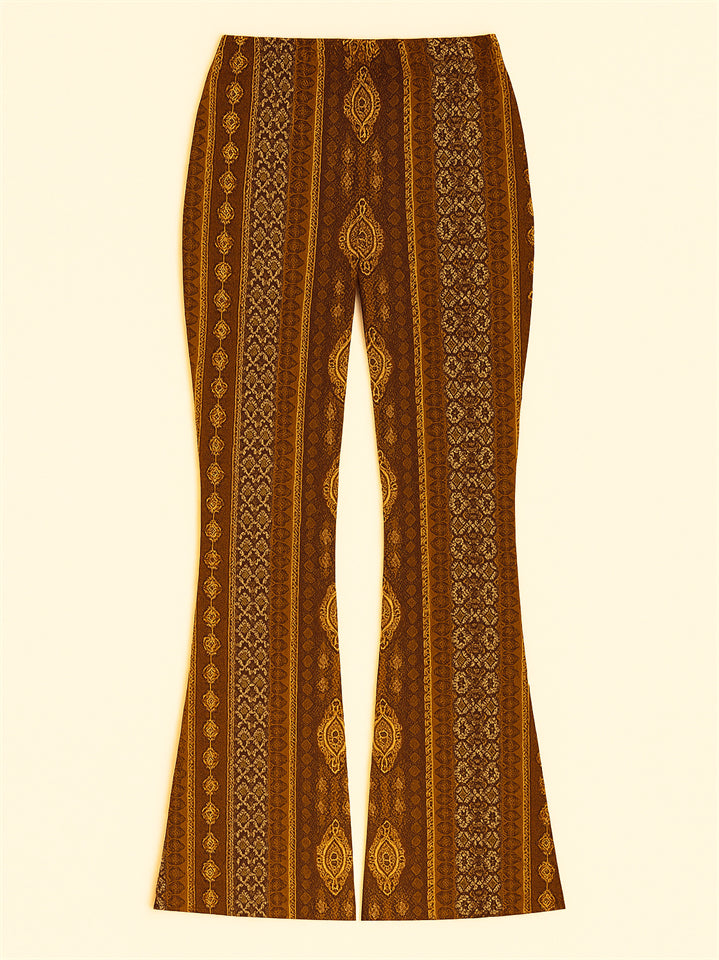 Sexy Women's Elastic Skinny Fitted Printed Flare Pants