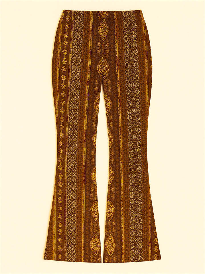 Sexy Women's Elastic Skinny Fitted Printed Flare Pants