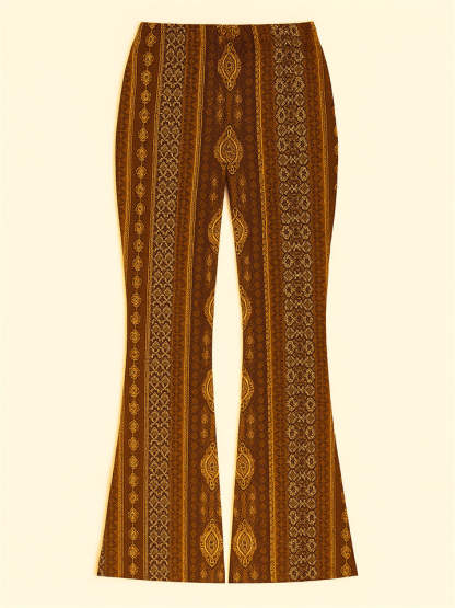 Sexy Women's Elastic Skinny Fitted Printed Flare Pants