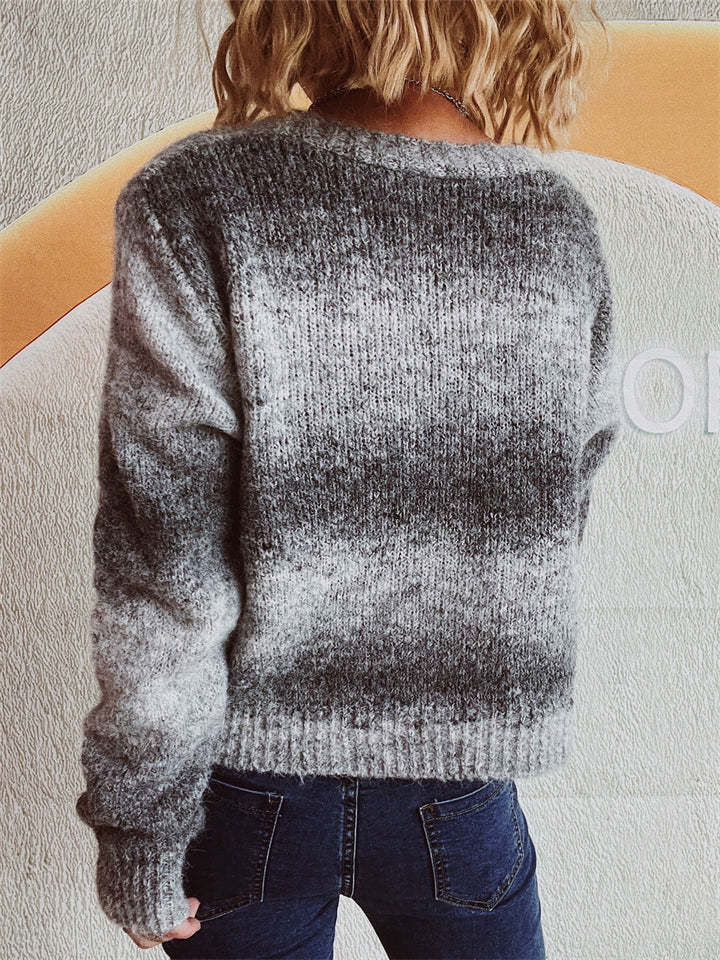 Trendy Gradient Color Long Sleeve Cardigan Sweaters for Women