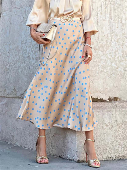 Ladies' Summer Elegant Polka Dot Print  A-Line Ankle Length Skirts