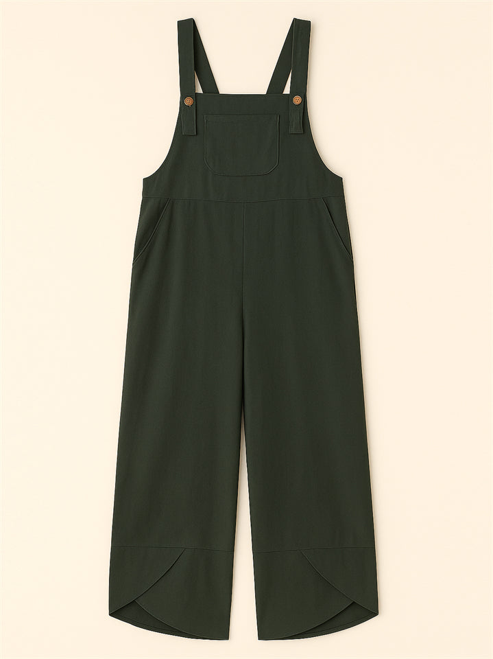 Women's Casual Solid Color Strap Dungarees Overall Cropped Jumpsuits