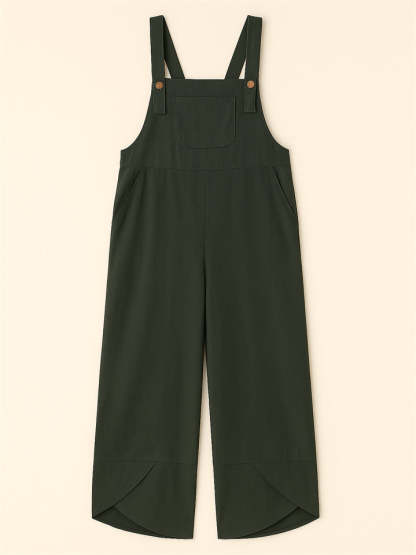 Women's Casual Solid Color Strap Dungarees Overall Cropped Jumpsuits