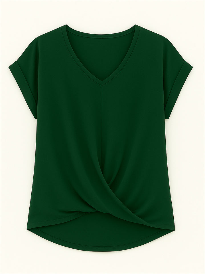 Women's Summer V Neck Simple Solid Color Short Sleeve T-Shirts
