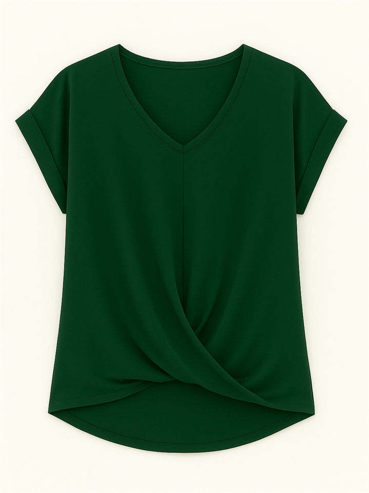 Women's Summer V Neck Simple Solid Color Short Sleeve T-Shirts