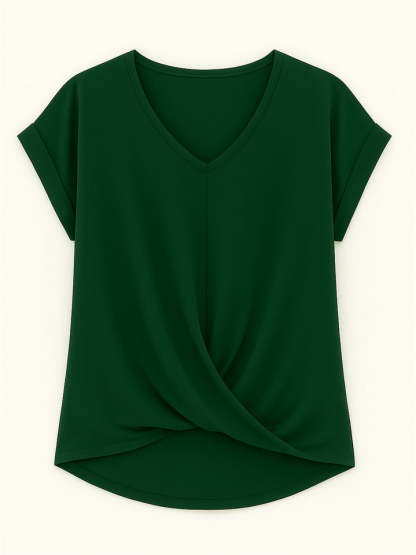 Women's Summer V Neck Simple Solid Color Short Sleeve T-Shirts