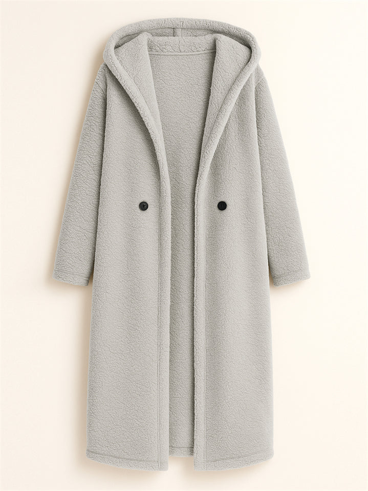 Women's Winter Solid Color Single Breasted Hooded Cardigan Coats