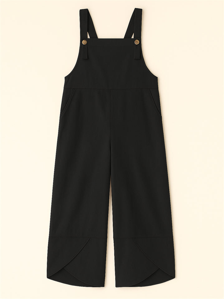 Women's Casual Solid Color Strap Dungarees Overall Cropped Jumpsuits