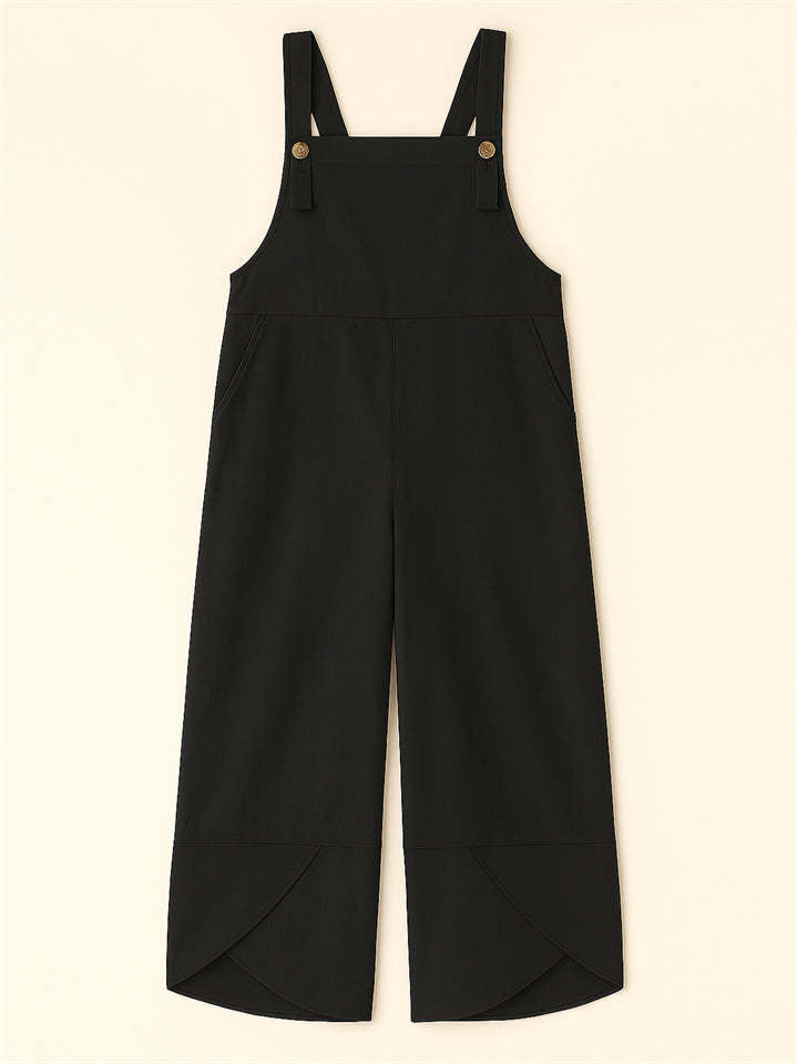 Women's Casual Solid Color Strap Dungarees Overall Cropped Jumpsuits