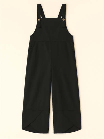 Women's Casual Solid Color Strap Dungarees Overall Cropped Jumpsuits