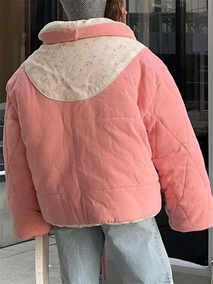 Winter Warm Lace Up Printed Reversible Garment Coat for Women