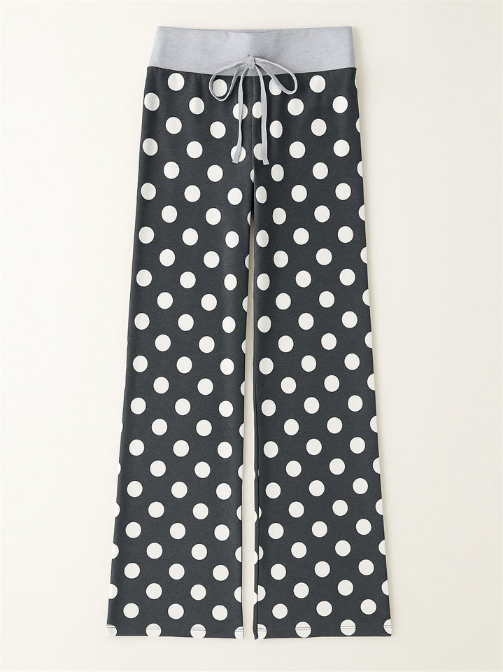 Women's Casual Floral Printed Drawstring Wide-Leg Pants