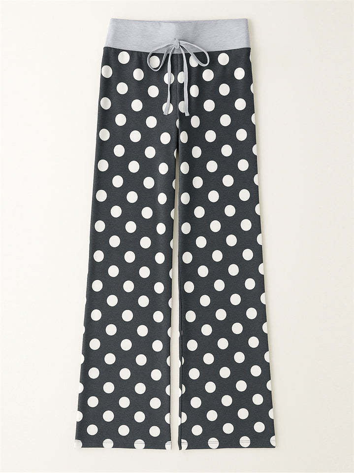 Women's Casual Floral Printed Drawstring Wide-Leg Pants