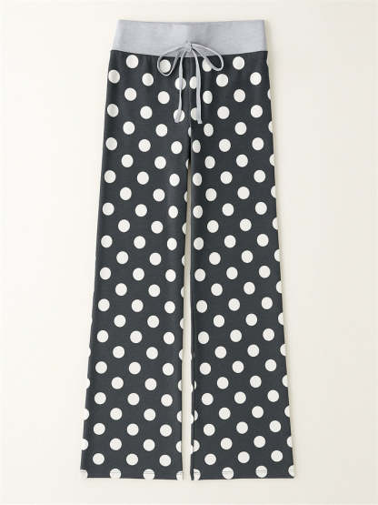 Women's Casual Floral Printed Drawstring Wide-Leg Pants