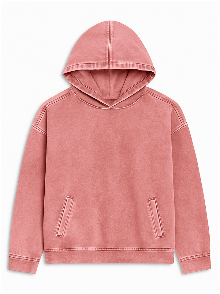 Women's Casual Solid Color Front Pockets Denim Hoodie