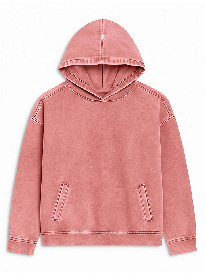 Women's Casual Solid Color Front Pockets Denim Hoodie