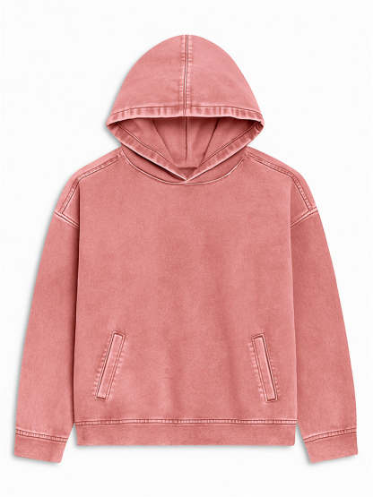 Women's Casual Solid Color Front Pockets Denim Hoodie