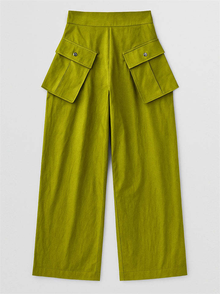 Women's Fashion Casual Detachable Pockets Wide Leg Pants