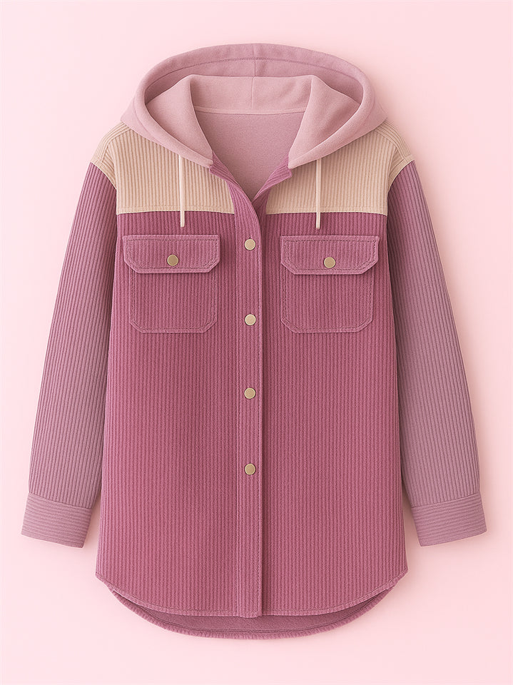 Women's Vintage High Street Boyfriend Hooded Corduroy Jackets