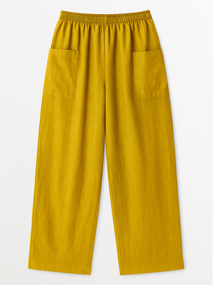 Women's Simple Solid Color Elastic High Waist Pants with Pockets