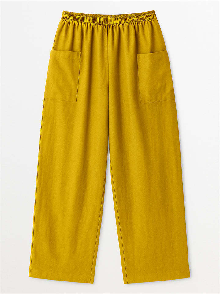 Women's Simple Solid Color Elastic High Waist Pants with Pockets