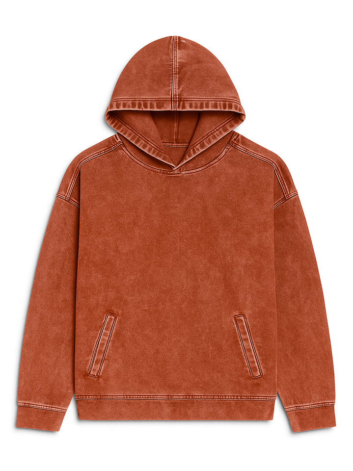 Women's Casual Solid Color Front Pockets Denim Hoodie