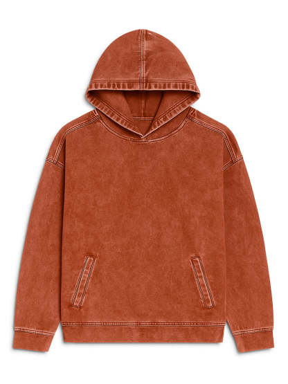 Women's Casual Solid Color Front Pockets Denim Hoodie