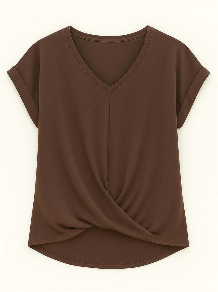 Women's Summer V Neck Simple Solid Color Short Sleeve T-Shirts