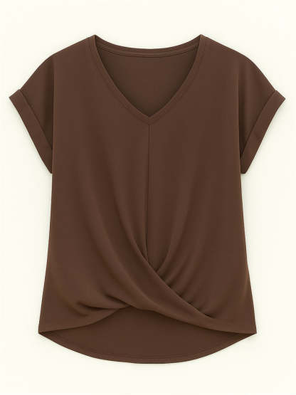 Women's Summer V Neck Simple Solid Color Short Sleeve T-Shirts