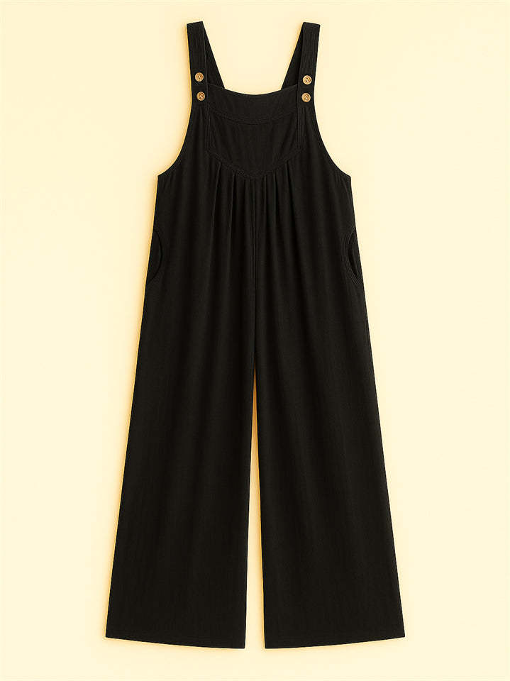 Women's Summer Casual Solid Color Strappy Wide Leg Jumpsuits