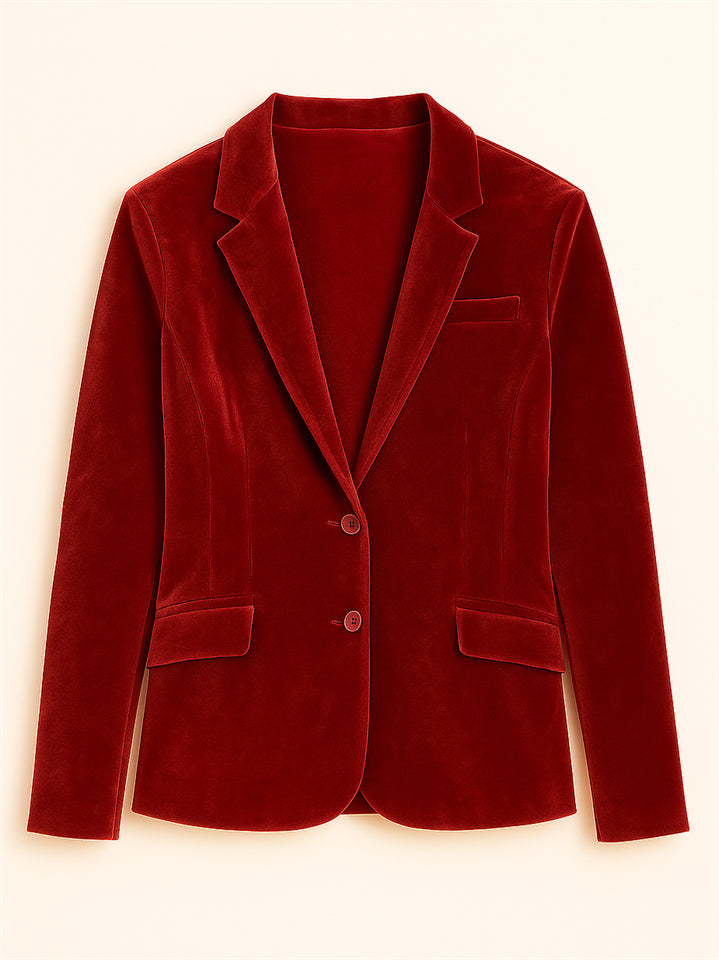 Women's Vintage Solid Color Velvet Lapel Single Breasted Blazer