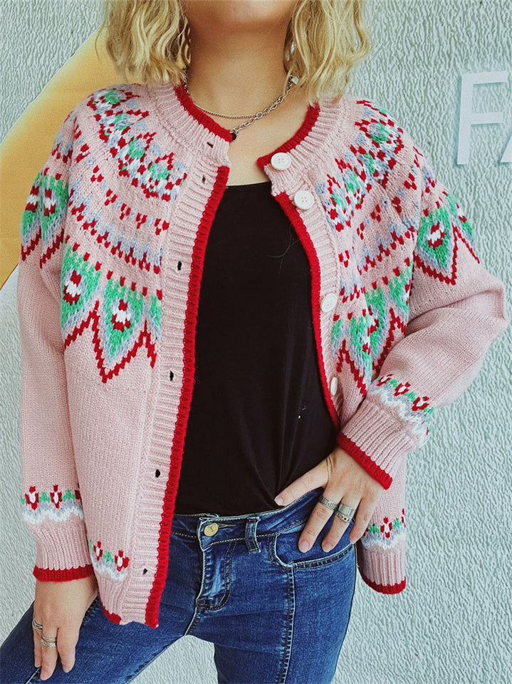 Contrast Color Ethnic Style Crochet Cardigan Sweaters for Women