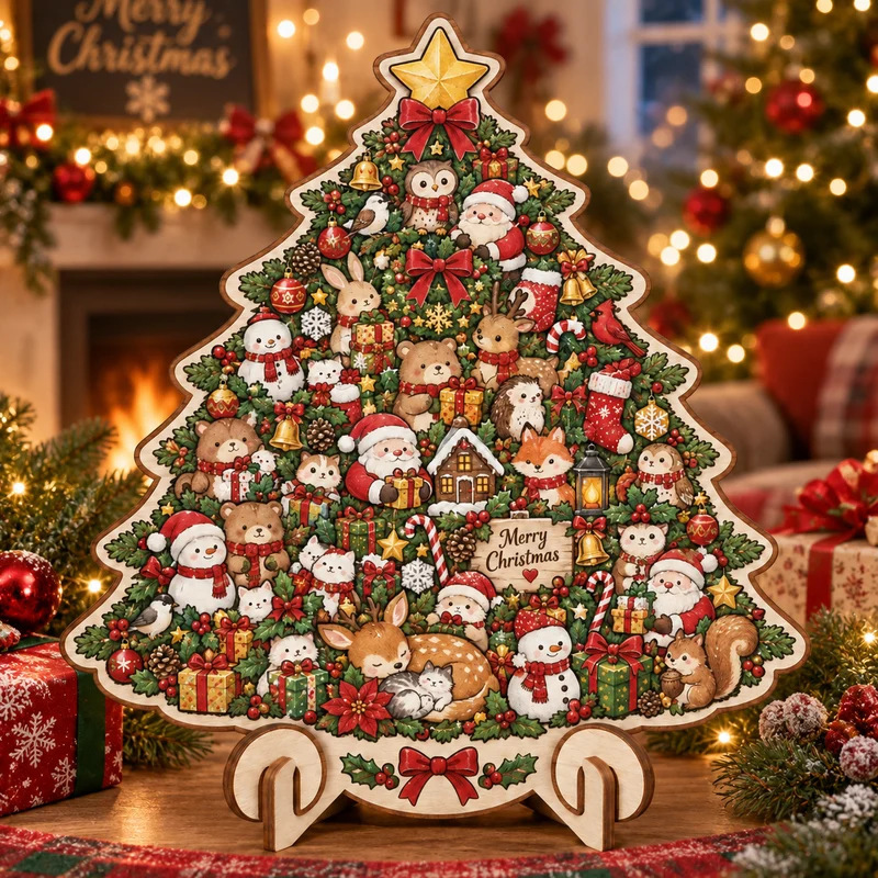 Christmas tree wooden puzzle design