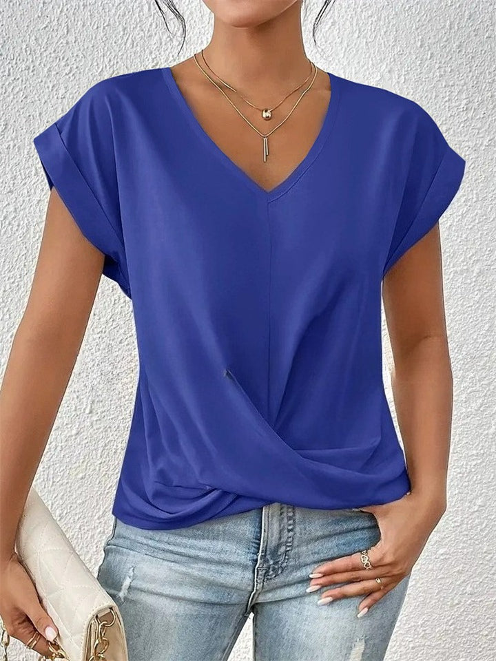 Women's Summer V Neck Simple Solid Color Short Sleeve T-Shirts