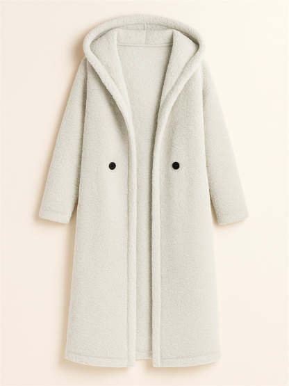 Women's Winter Solid Color Single Breasted Hooded Cardigan Coats