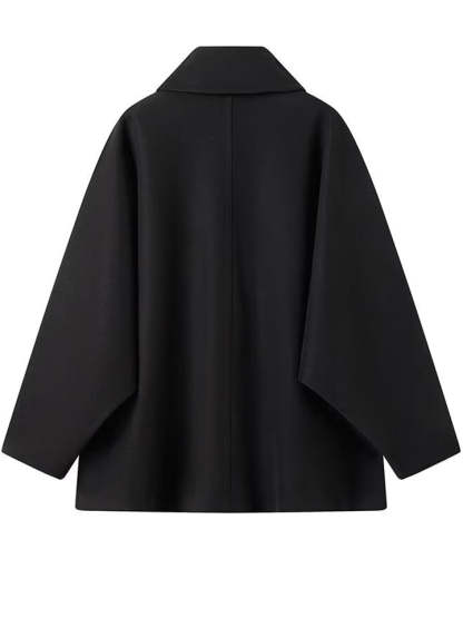 Winter Solid Color Single Breasted Raglan Sleeve Coat for Women