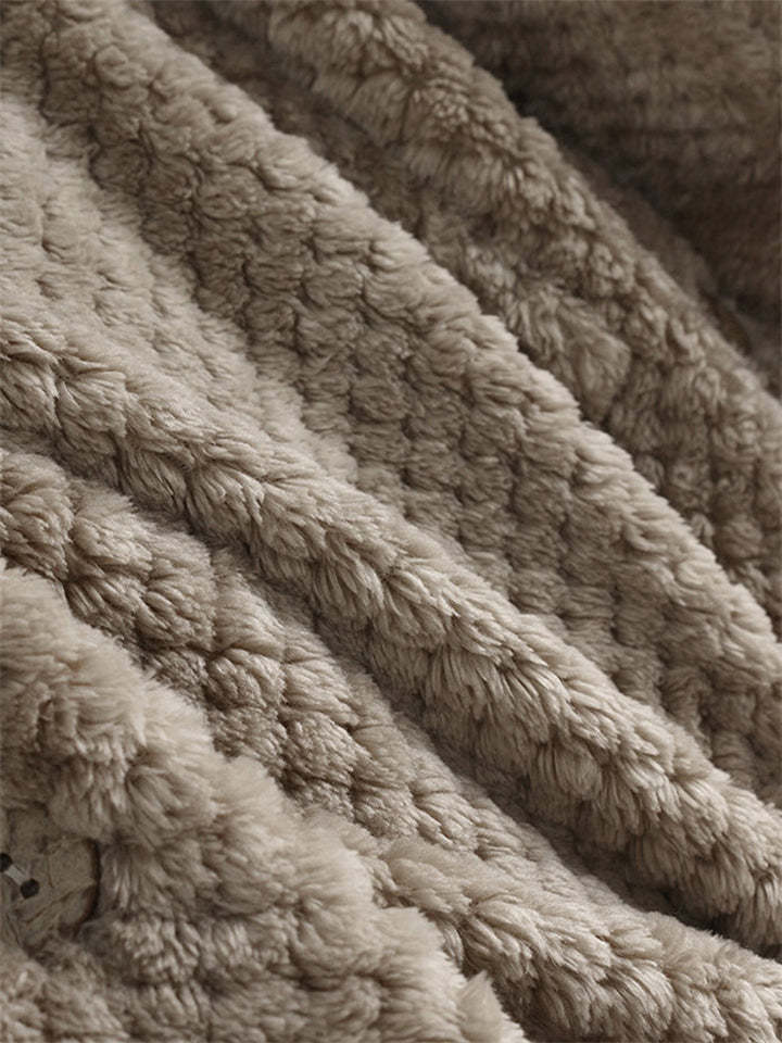 Women's Autumn Fleeced Solid Color Loose Hooded Coats