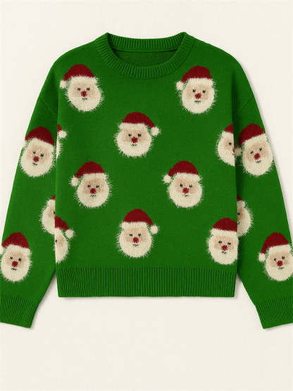 Women's Stylish Christmas Santa Claus Pattern Pullover Sweaters